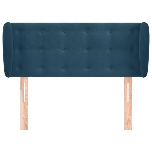 Sengegavl med kanter 93 x 23 x 78/88 cm i fløjl - mørkeblå