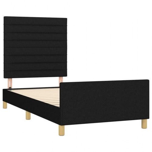 Sengeramme med sengegavl - sort stof 100 x 200 cm