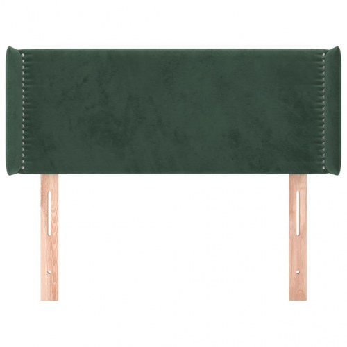 Sengegavl med kanter i fløjl 103 x 16 x 78/88 cm - mørkegrøn