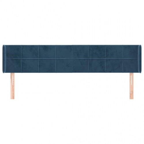 Sengegavl med kanter 163 x 16 x 78/88 cm - mørkeblå