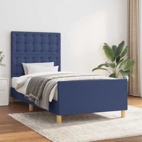 Sengeramme uden madras 90×200 cm - stof, blå