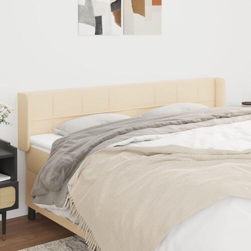 Sengegavl med kanter 203x16x78/88 cm stof cremefarvet