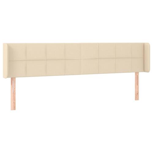 Sengegavl med kanter 203x16x78/88 cm stof cremefarvet