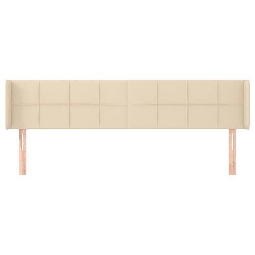 Sengegavl med kanter 203x16x78/88 cm stof cremefarvet