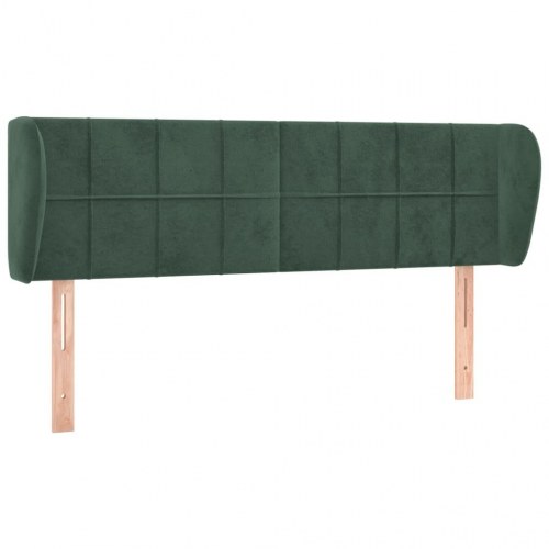 Sengegavl med kanter 147 x 23 x 78/88 cm fløjl - mørkegrøn