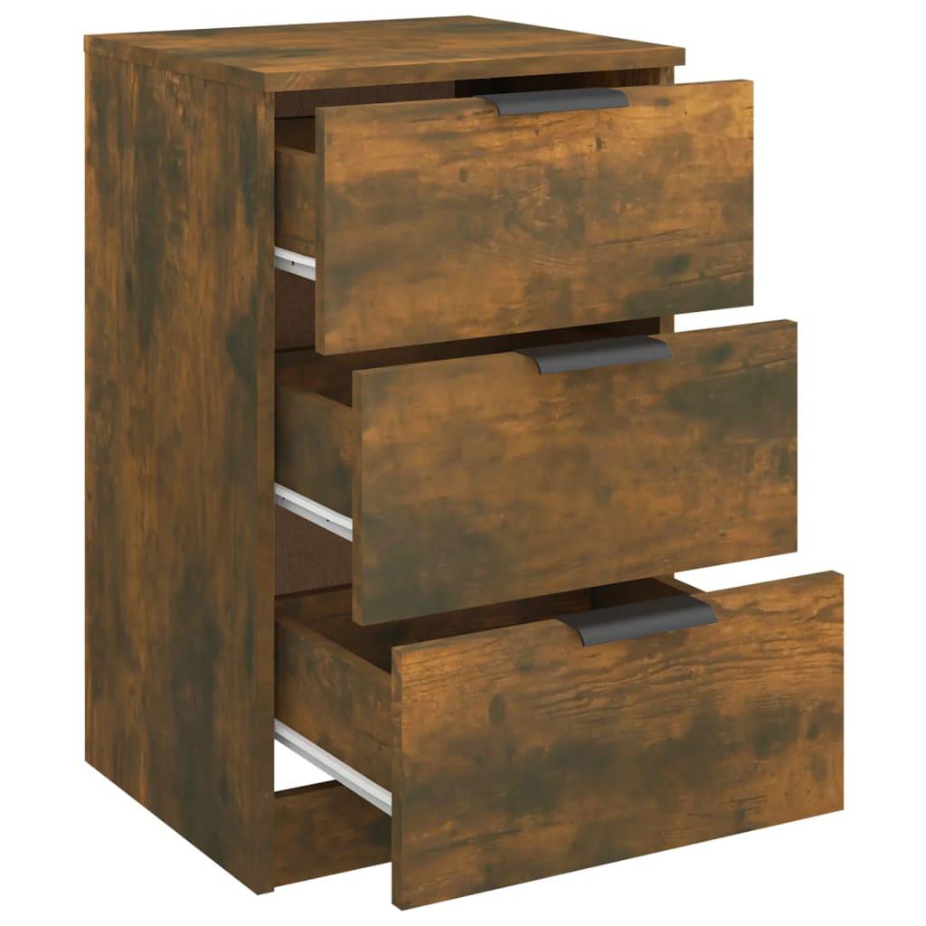 Sengebord 40x36x65 cm røget egetræsfarve