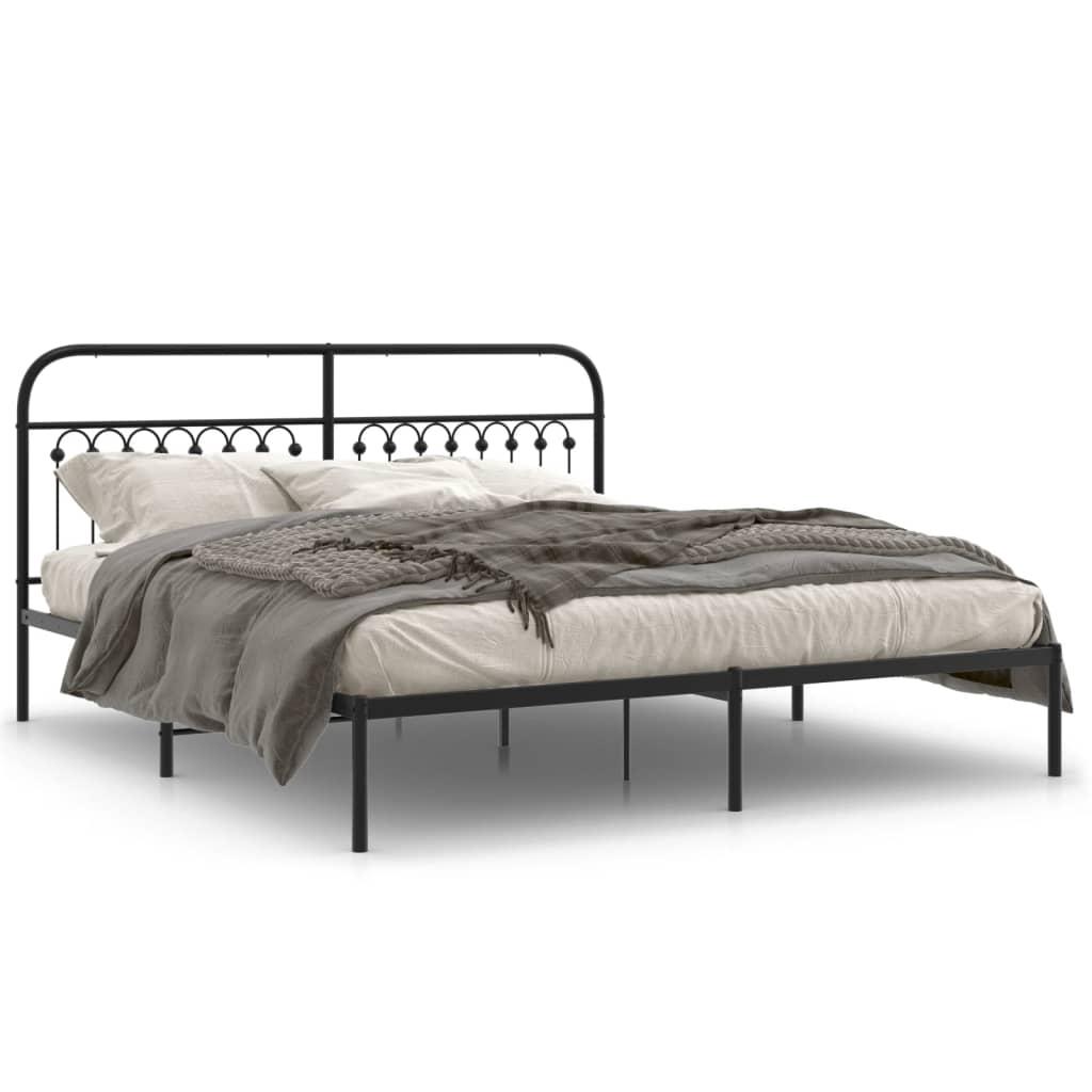 Sengeramme med sengegavl 183 × 213 cm - metal, sort