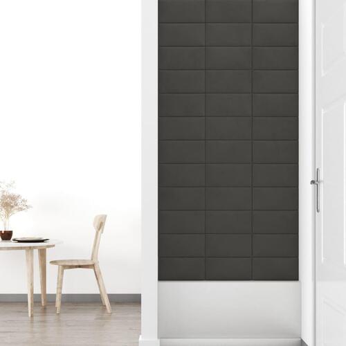 Vægpaneler 12 stk. 30x15 cm 0,54 m² fløjl mørkegrå