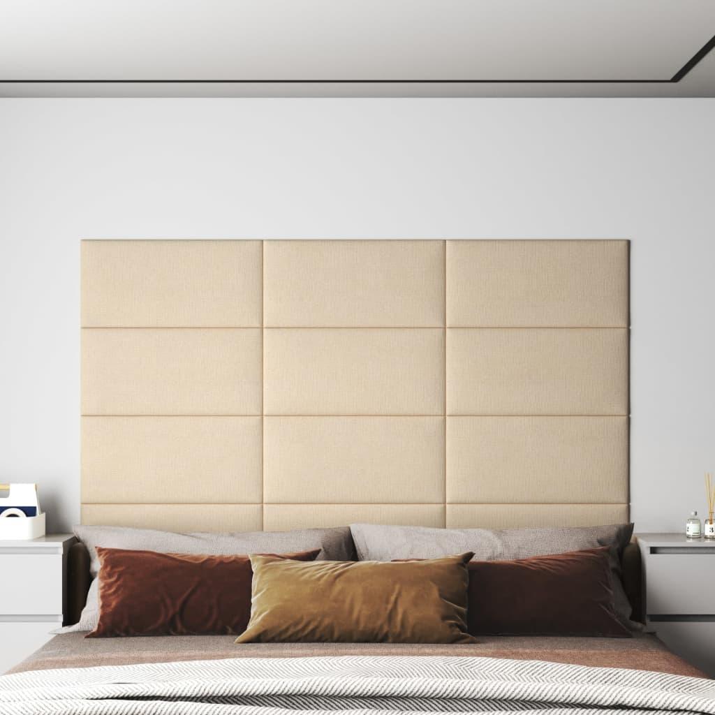 Vægpaneler 12 stk. 60x30 cm 2,16 m² stof cremefarvet
