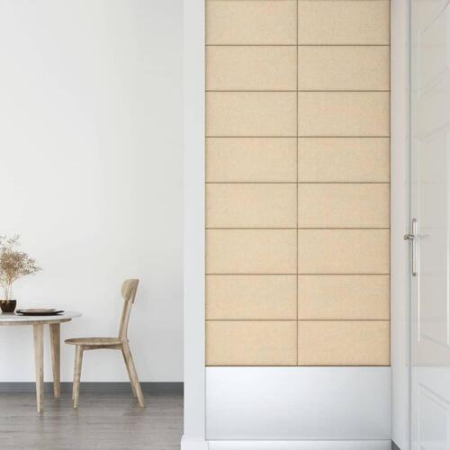 Vægpaneler 12 stk. 60x30 cm 2,16 m² stof cremefarvet