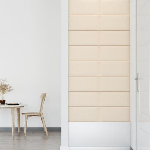 Vægpaneler 12 stk. 60x30 cm 2,16 m² fløjl cremefarvet