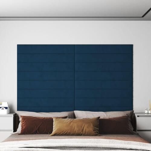 Vægpaneler 12 stk. 90x15 cm 1,62 m² fløjl blå