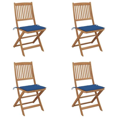 Foldbare havestole 4 stk. med hynder massivt akacietræ