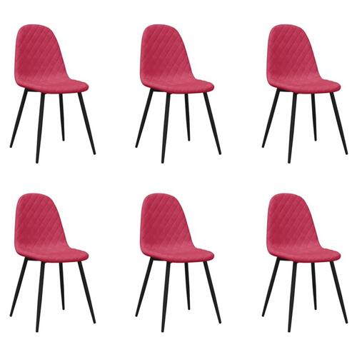 Spisebordsstole 6 stk. velour vinrød