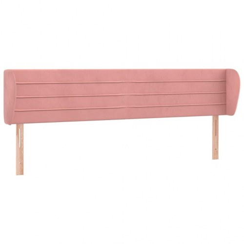 Sengegavl med kanter 163 x 23 x 78/88 cm - lyserød fløjl