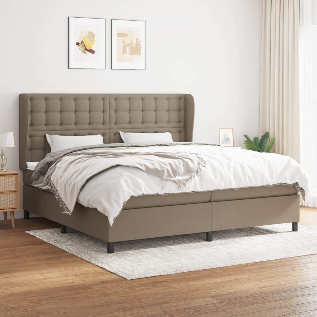 Kontinentalseng med madras 200x200 cm - stof gråbrun billede
