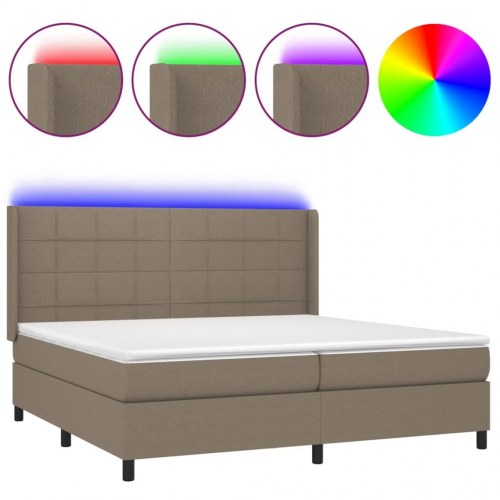 Kontinentalseng med LED-lys 200 × 200 cm - stof, gråbrun