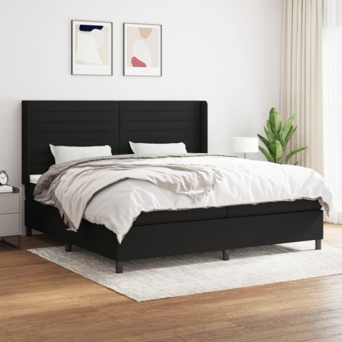 Kontinentalseng med madras 200×200 cm - stof, sort