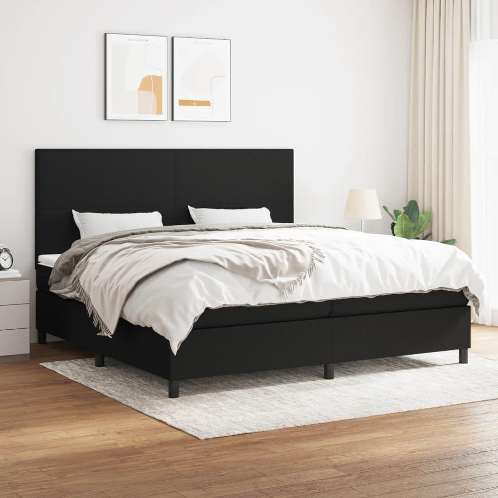 Kontinentalseng med madras 200 × 200 cm - stof, sort billede