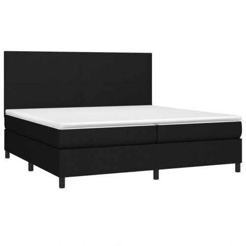 Kontinentalseng med madras 200 × 200 cm - stof, sort