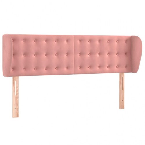 Sengegavl med kanter 147 x 23 x 78/88 cm fløjl - lyserød