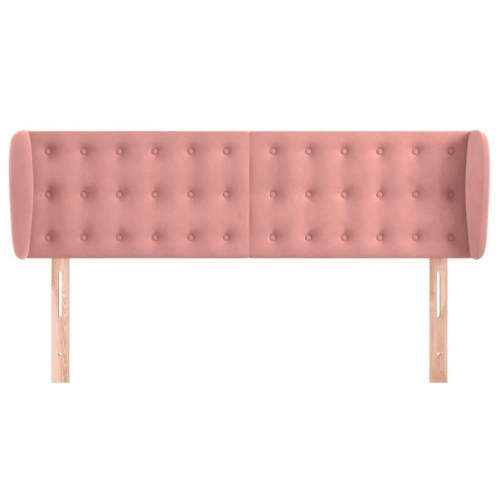 Sengegavl med kanter 147 x 23 x 78/88 cm fløjl - lyserød