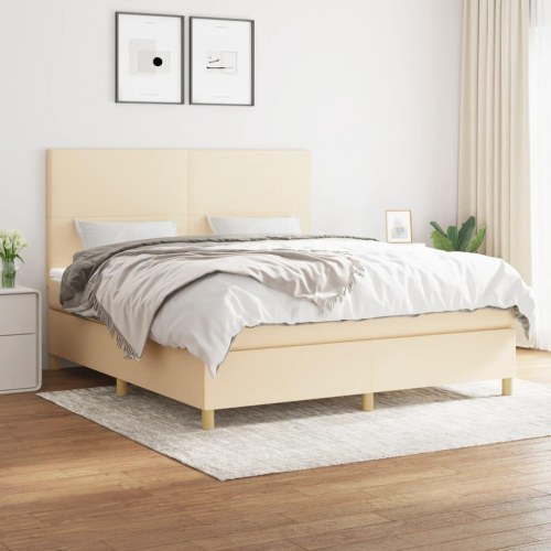 Kontinentalseng med madras 160 x 200 cm - stof, creme