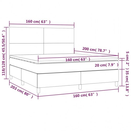 Kontinentalseng med madras 160 x 200 cm - stof, creme