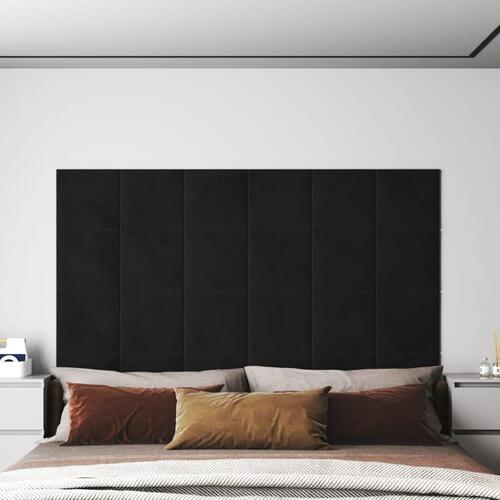 Vægpaneler 12 stk. 30x30 cm 1,08 m² fløjl sort