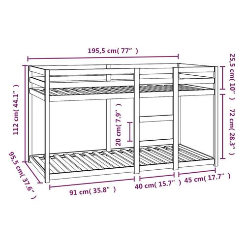 Køjeseng 90x190 cm massivt fyrretræ
