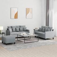 3 personers sofa med hynder stof lysegrå