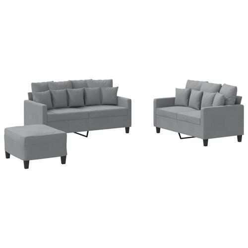 3 personers sofa med hynder stof lysegrå