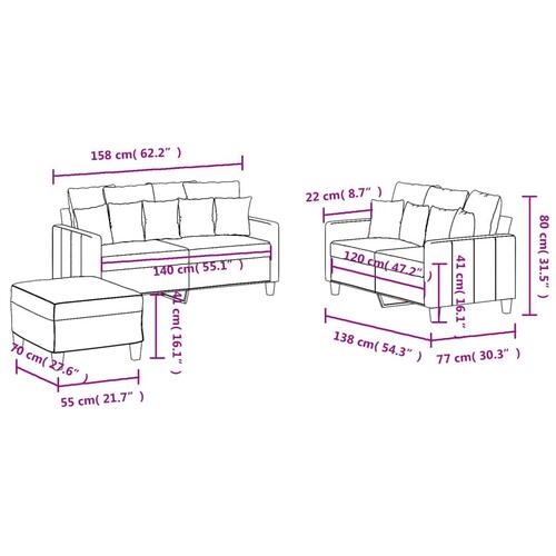 3 personers sofa med hynder stof lysegrå