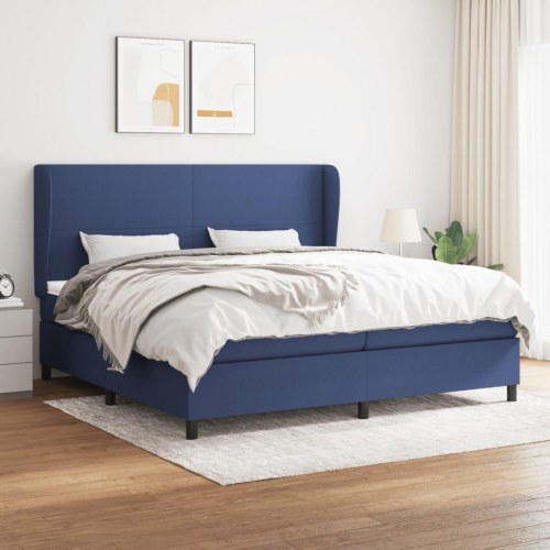 Kontinentalseng med madras 200×200 cm - stof, blå