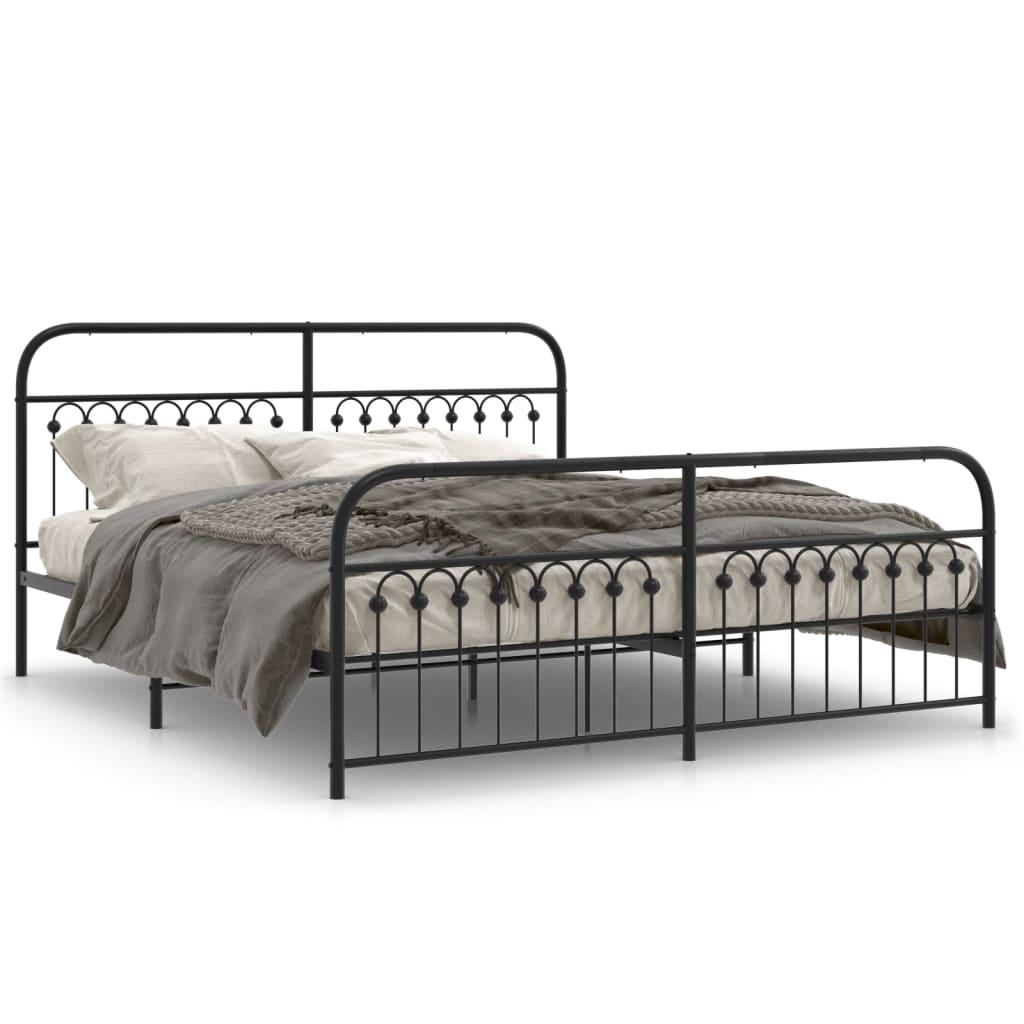 Sengeramme med gavl og fodgærde 183×203 cm - metal, sort