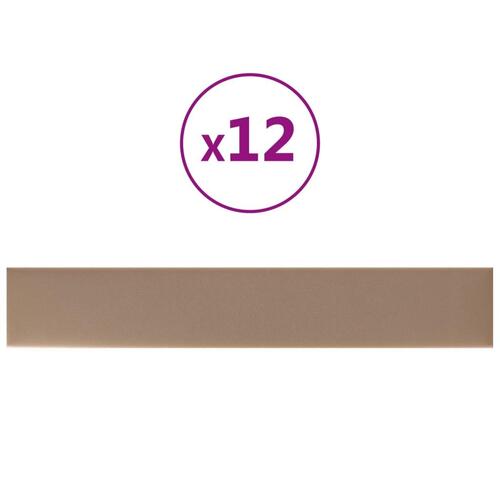 Vægpaneler 12 stk. 90x15 cm 1,62 m² kunstlæder cappuccino