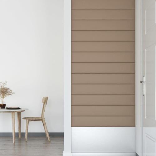 Vægpaneler 12 stk. 90x15 cm 1,62 m² kunstlæder cappuccino