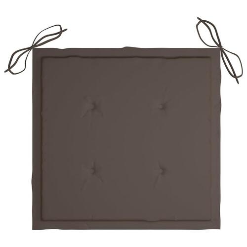 Havestole 8 stk. med gråbrune hynder massivt teaktræ