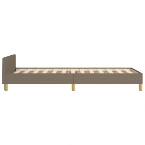 Sengeramme med sengegavl - taupe stof 100 × 200 cm
