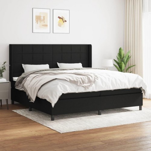 Kontinentalseng med madras 200×200 cm - stof, sort