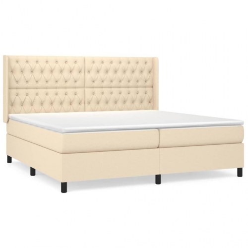 Kontinentalseng med madras 200×200 cm - stof, cremefarvet