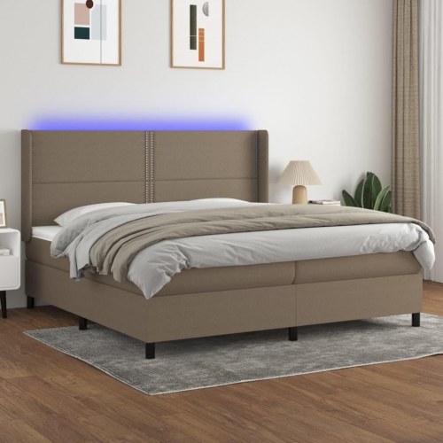 Kontinentalseng med LED-lys 200 x 200 cm - stof, gråbrun