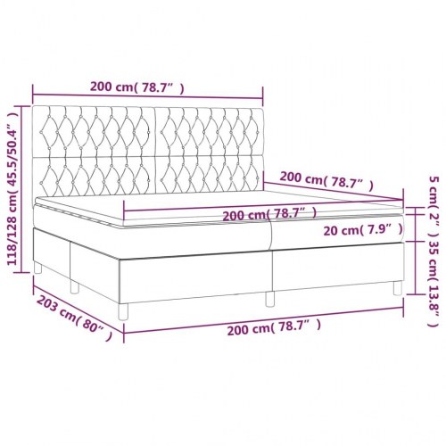 Kontinentalseng med madras 200×200 cm - stof gråbrun
