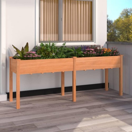 Plantekasse med foring 203x53x76 cm massivt fyrretræ brun