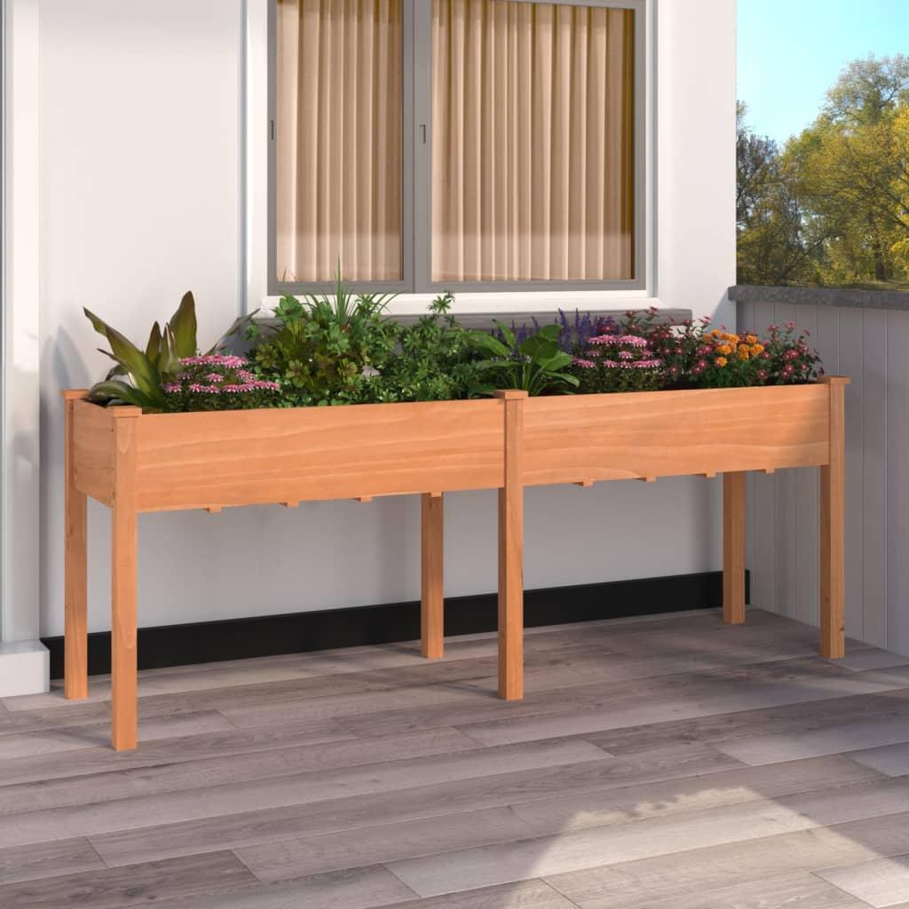 vidaXL plantekasse med foring 203x53x76 cm massivt fyrretræ brun