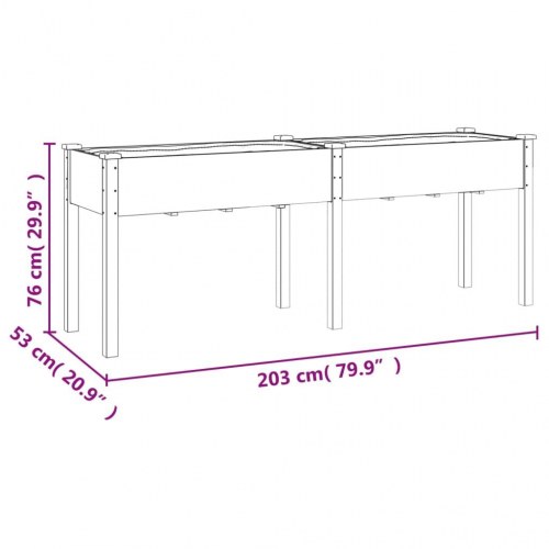 Plantekasse med foring 203x53x76 cm massivt fyrretræ brun