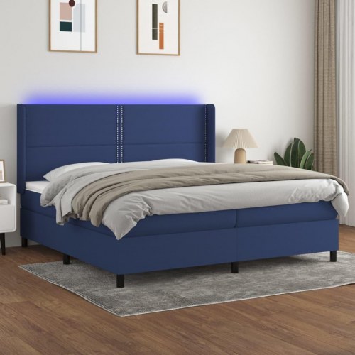 Kontinentalseng med LED-lys 200×200 cm - stof, blå