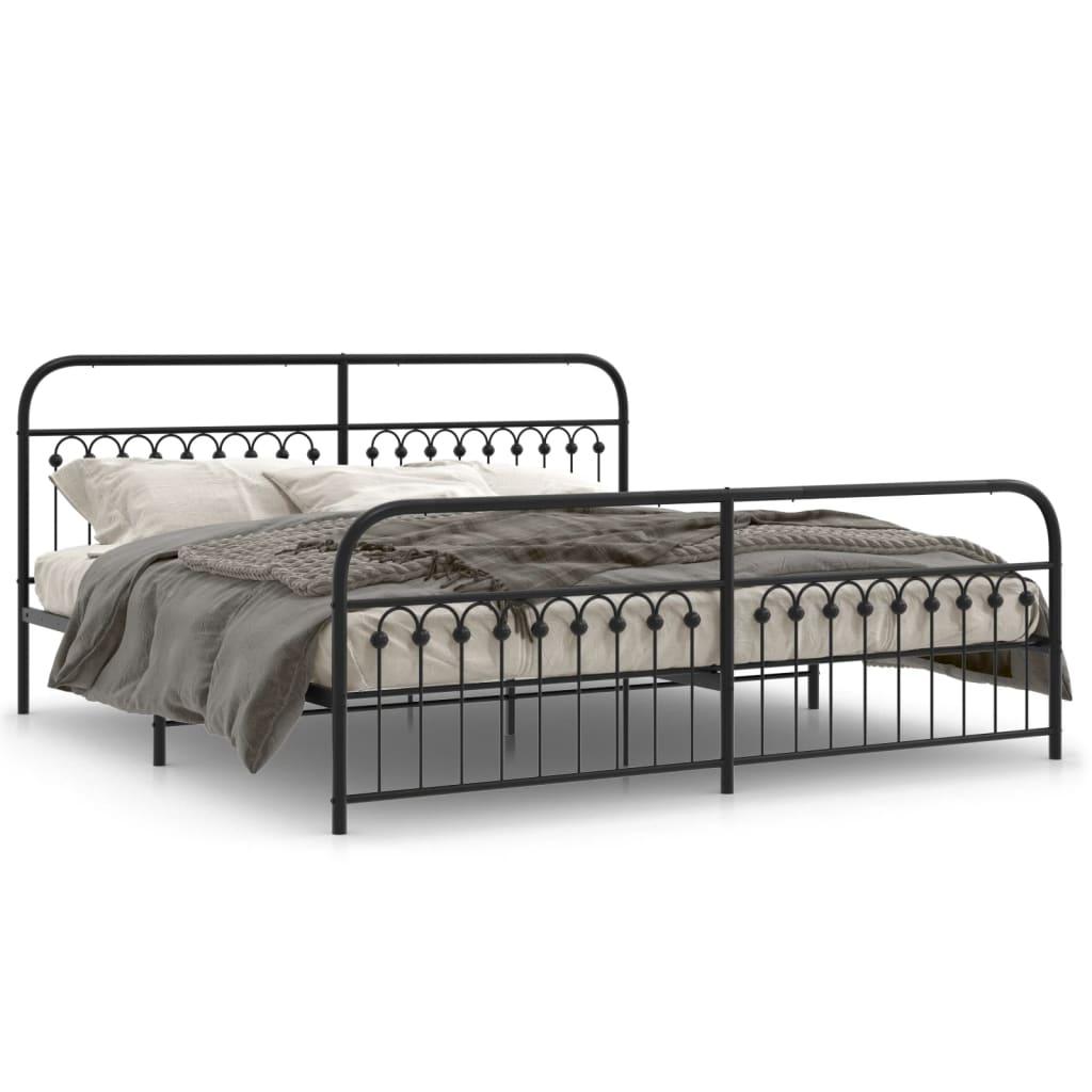 Sengeramme med gavl og fodgærde 193×203 cm - metal, sort
