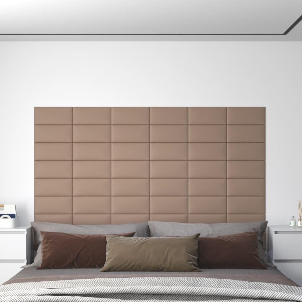 Vægpaneler 12 stk. 30x15 cm 0,54 m² kunstlæder cappuccinofarvet