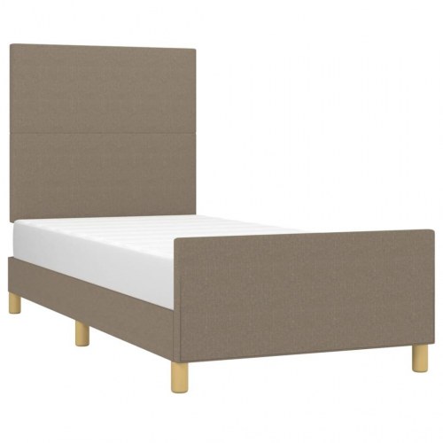 Sengeramme i stof med sengegavl 90x190 cm - gråbrun